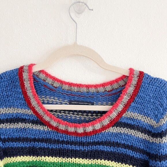 AEO Multi Color Striped Knit Sweater Size Large American Eagle - Picture 2 of 9